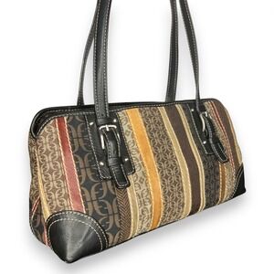 Vintage Fossil Hobo Patchwork Leather Suede Brown‎ Mixed Media Dual Handle Purse